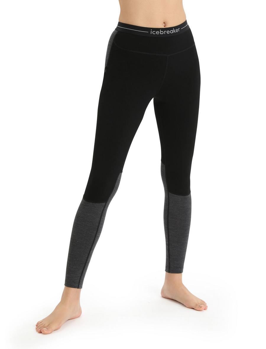 Une pièce Icebreaker 200 ZoneKnit™ Merino Leggings Femme Noir | FR 1804UZGT